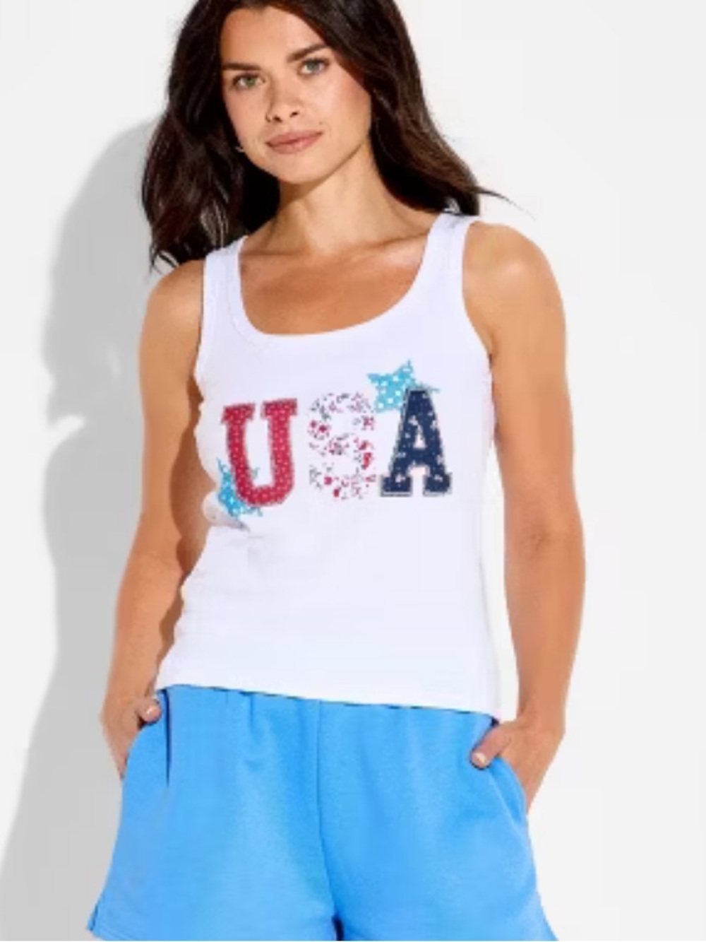 White USA Graphic Tank Top - Women's Sleeveless Tee M